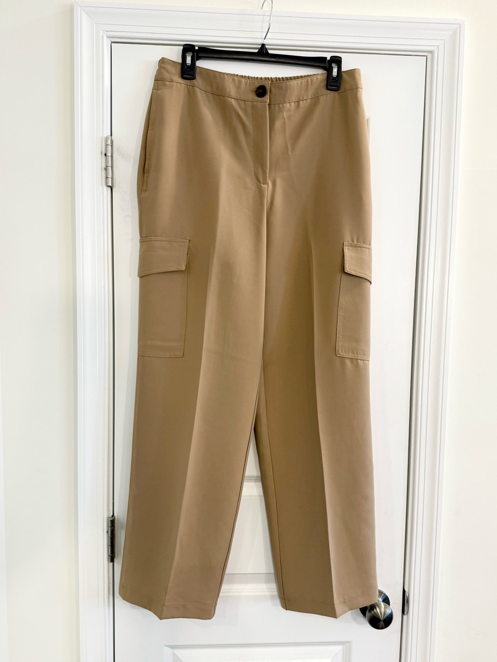 High Rise Cargo Utility Pants Tan Trouser Size 8  Business Casual Minimalist